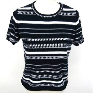 Liz Claiborne Black and White Striped Sweater XL